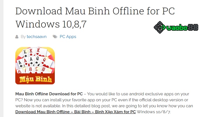 download offline Mau Binh game for PC